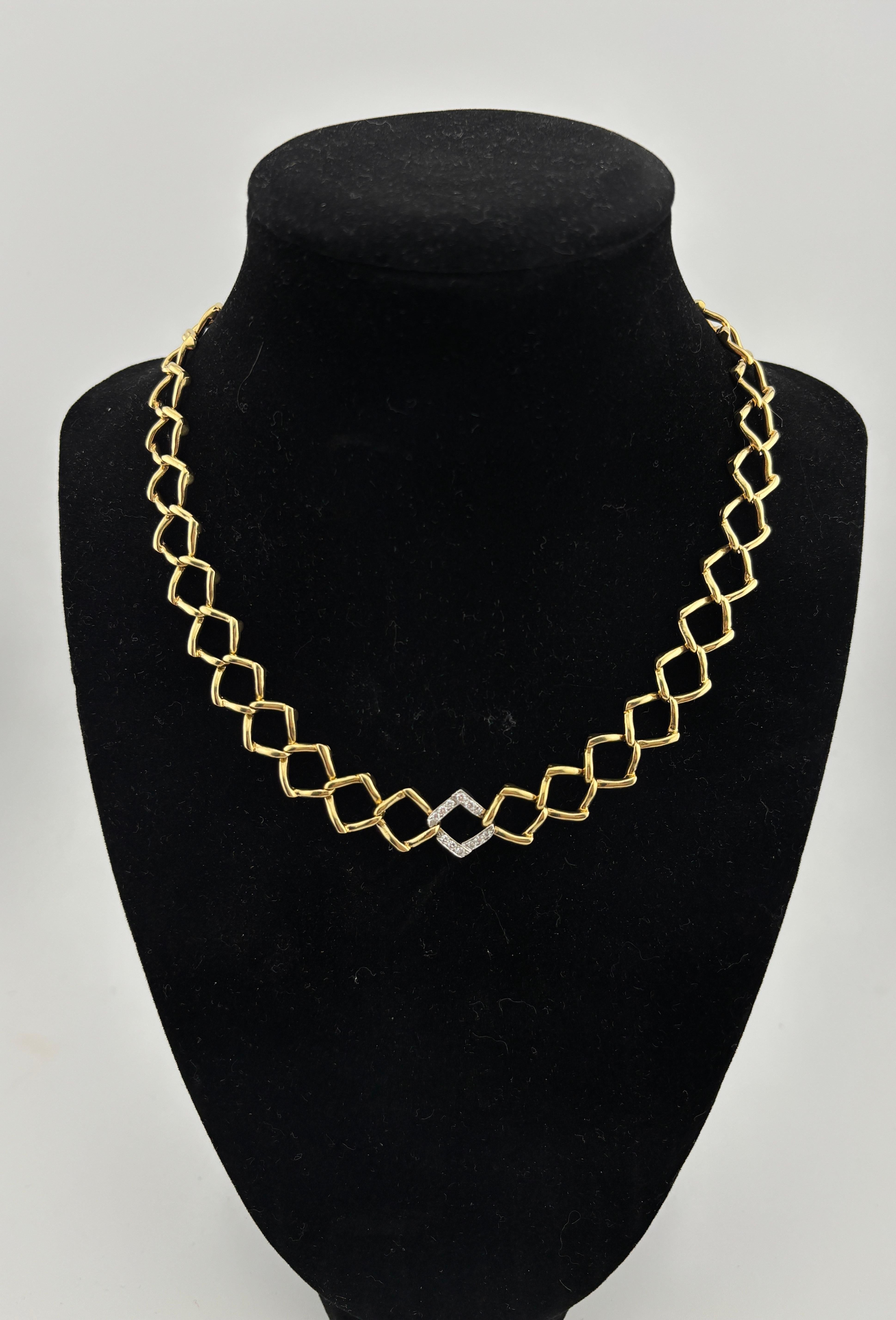 Vintage 1981 Tiffany & Co. Paloma Picasso 18k Yellow Gold & Diamond Necklace For Sale 7