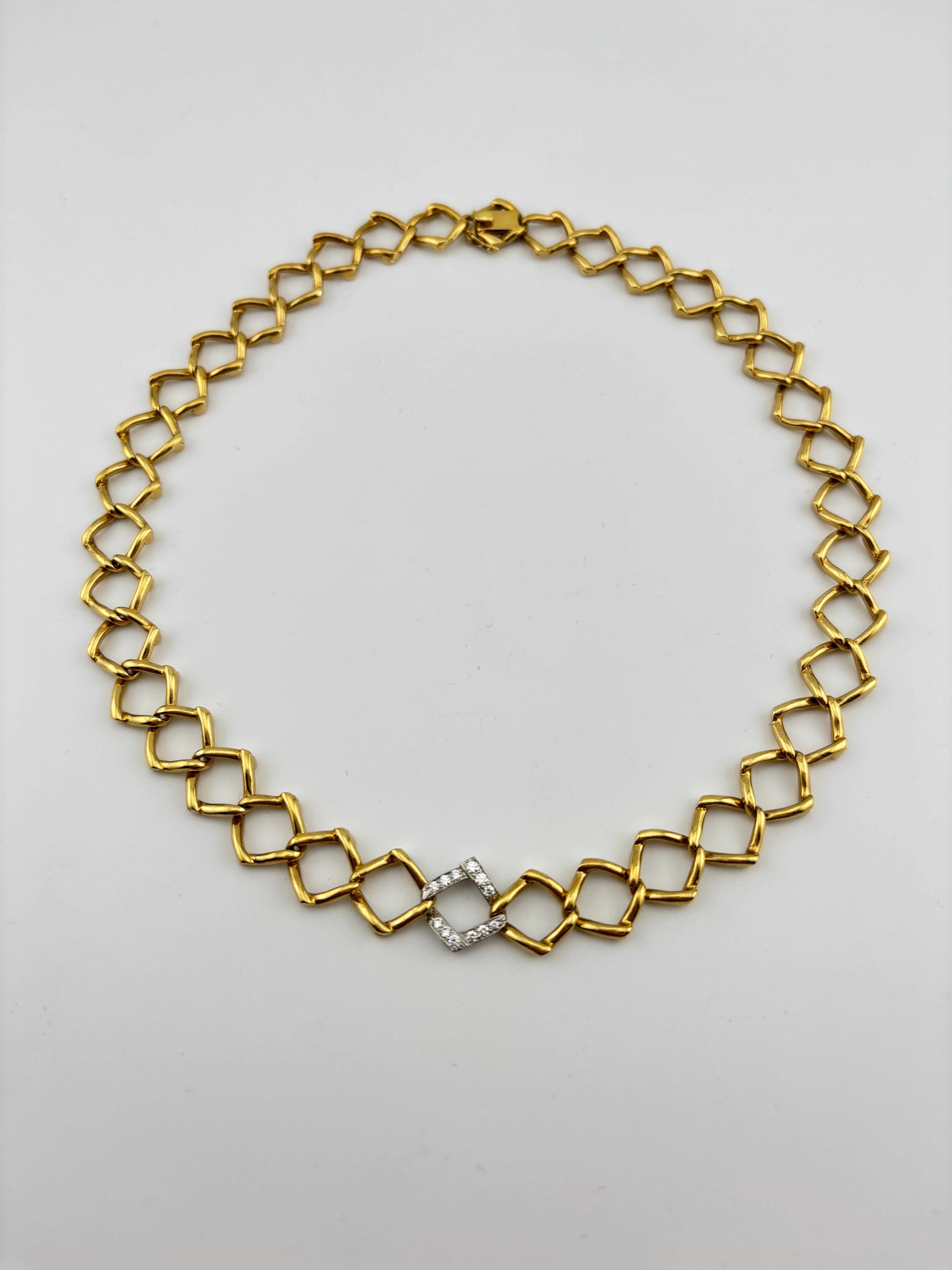 Vintage 1981 Tiffany & Co. Paloma Picasso 18k Yellow Gold & Diamond Necklace For Sale 8