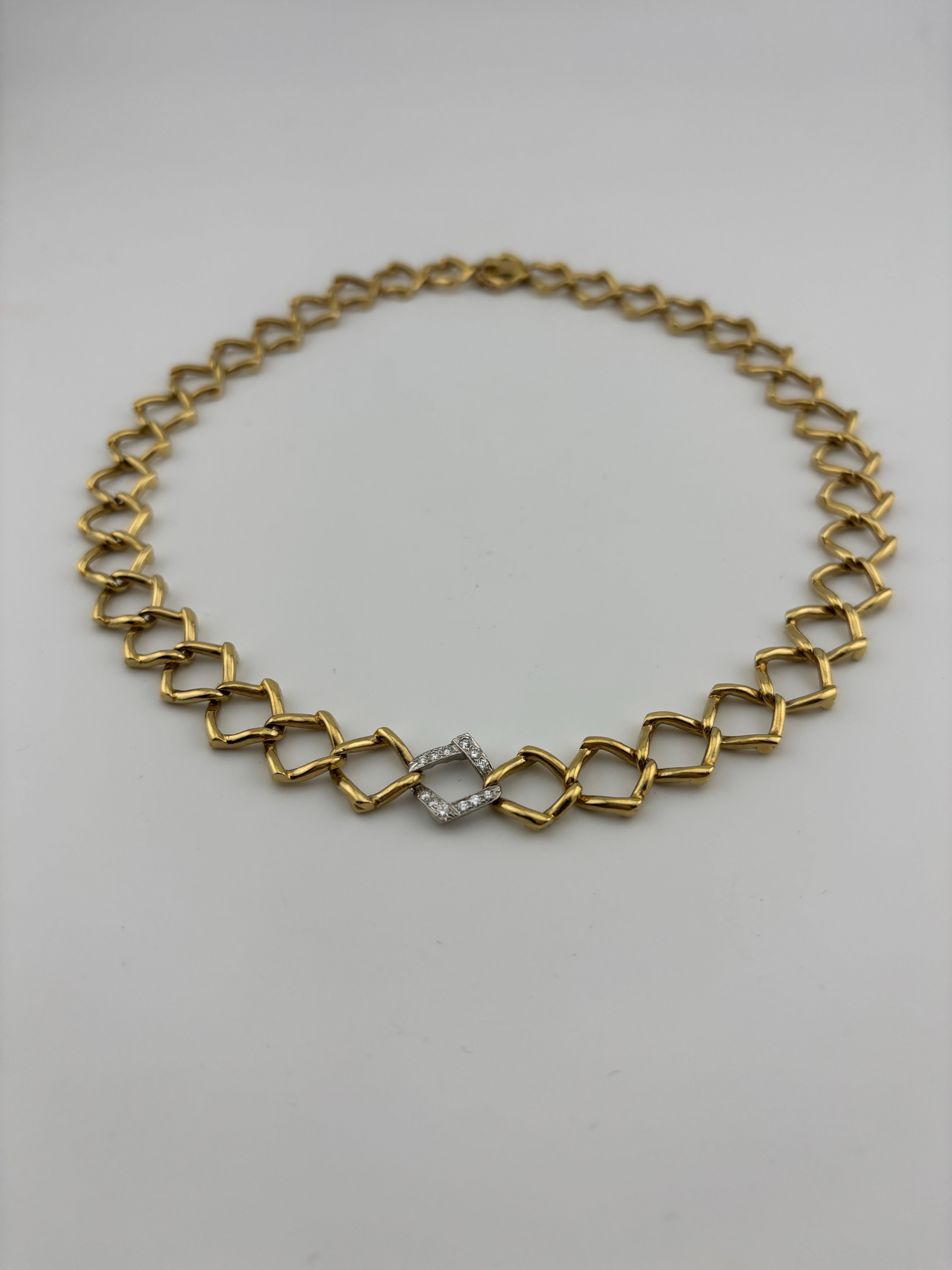 Vintage 1981 Tiffany & Co. Paloma Picasso 18k Yellow Gold & Diamond Necklace For Sale 9
