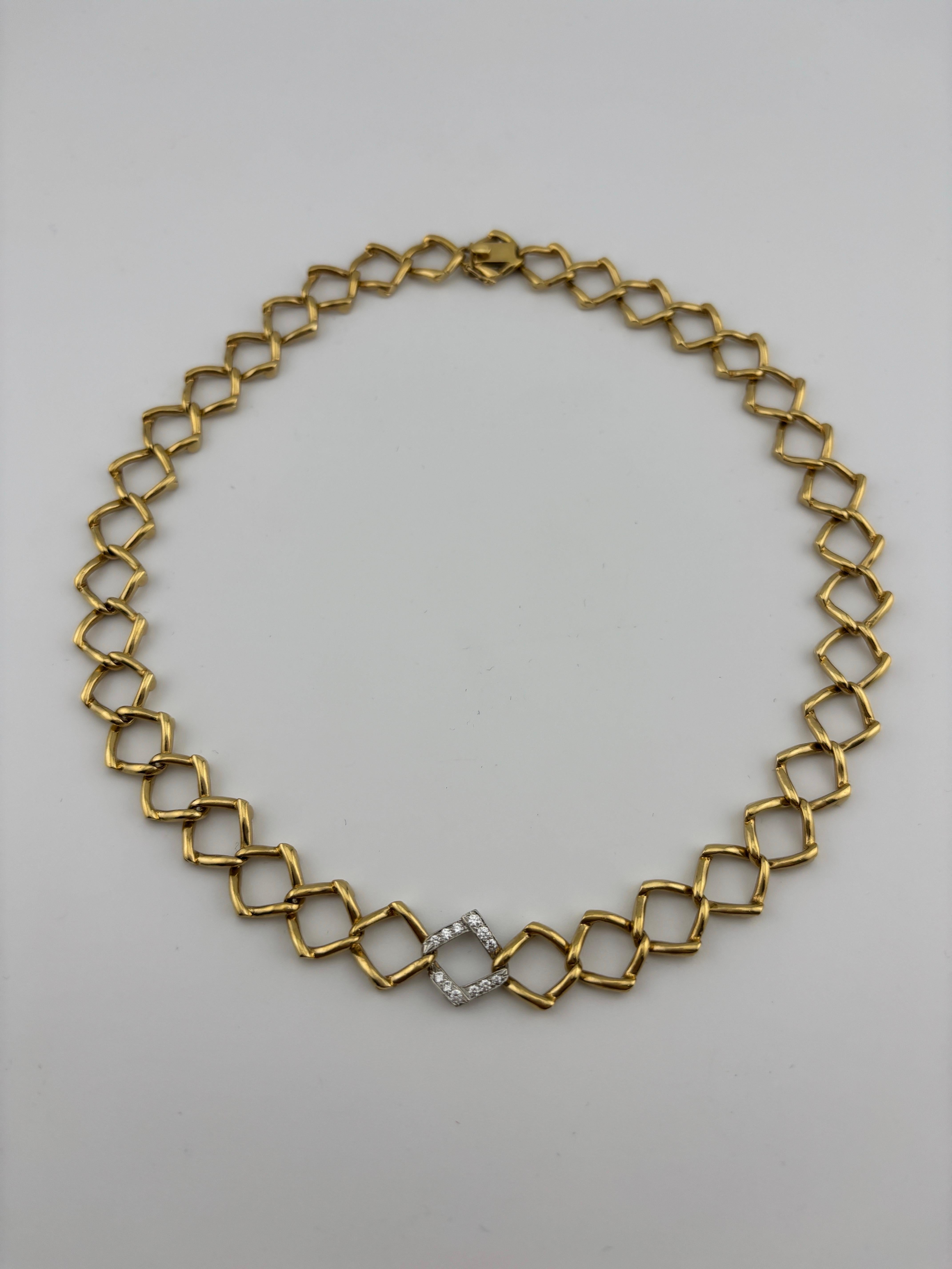 Vintage 1981 Tiffany & Co. Paloma Picasso 18k Yellow Gold & Diamond Necklace For Sale 11