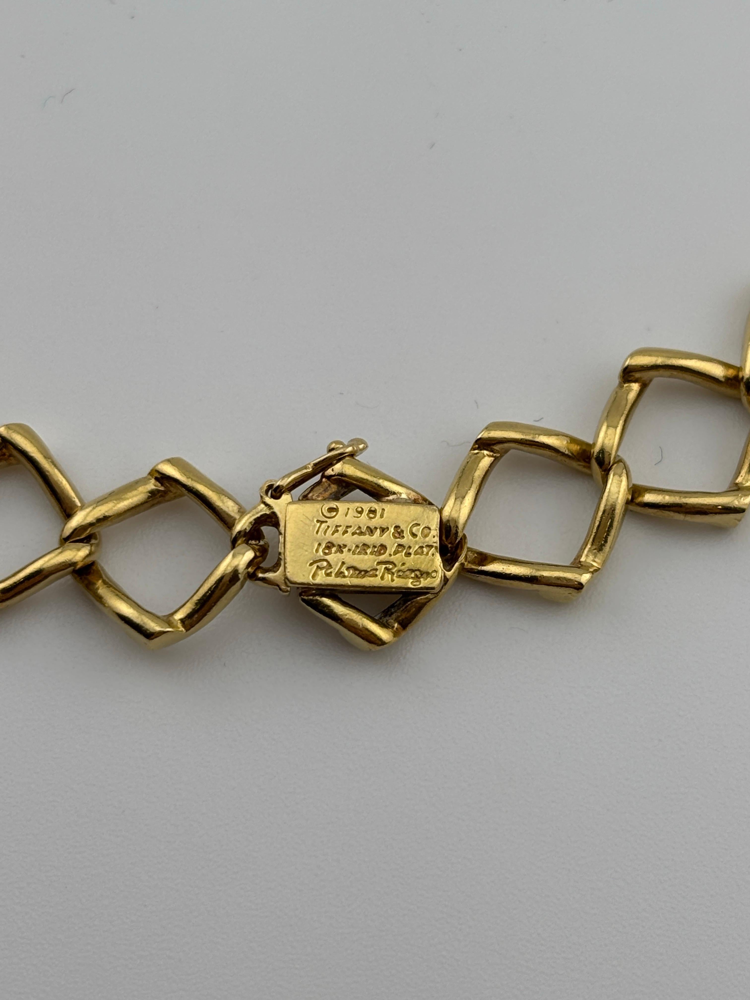 Vintage 1981 Tiffany & Co. Paloma Picasso 18k Yellow Gold & Diamond Necklace For Sale 12