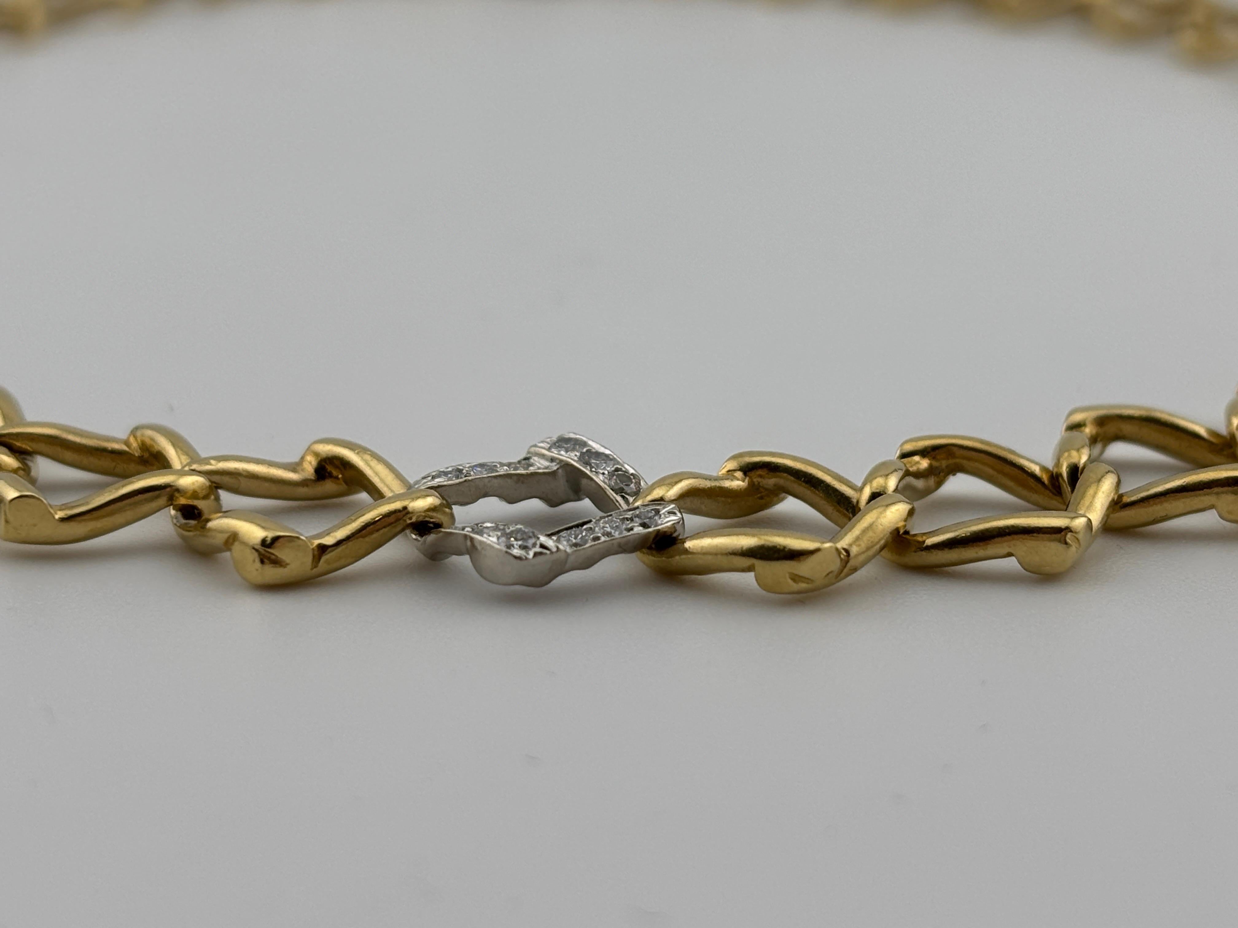Modern Vintage 1981 Tiffany & Co. Paloma Picasso 18k Yellow Gold & Diamond Necklace For Sale