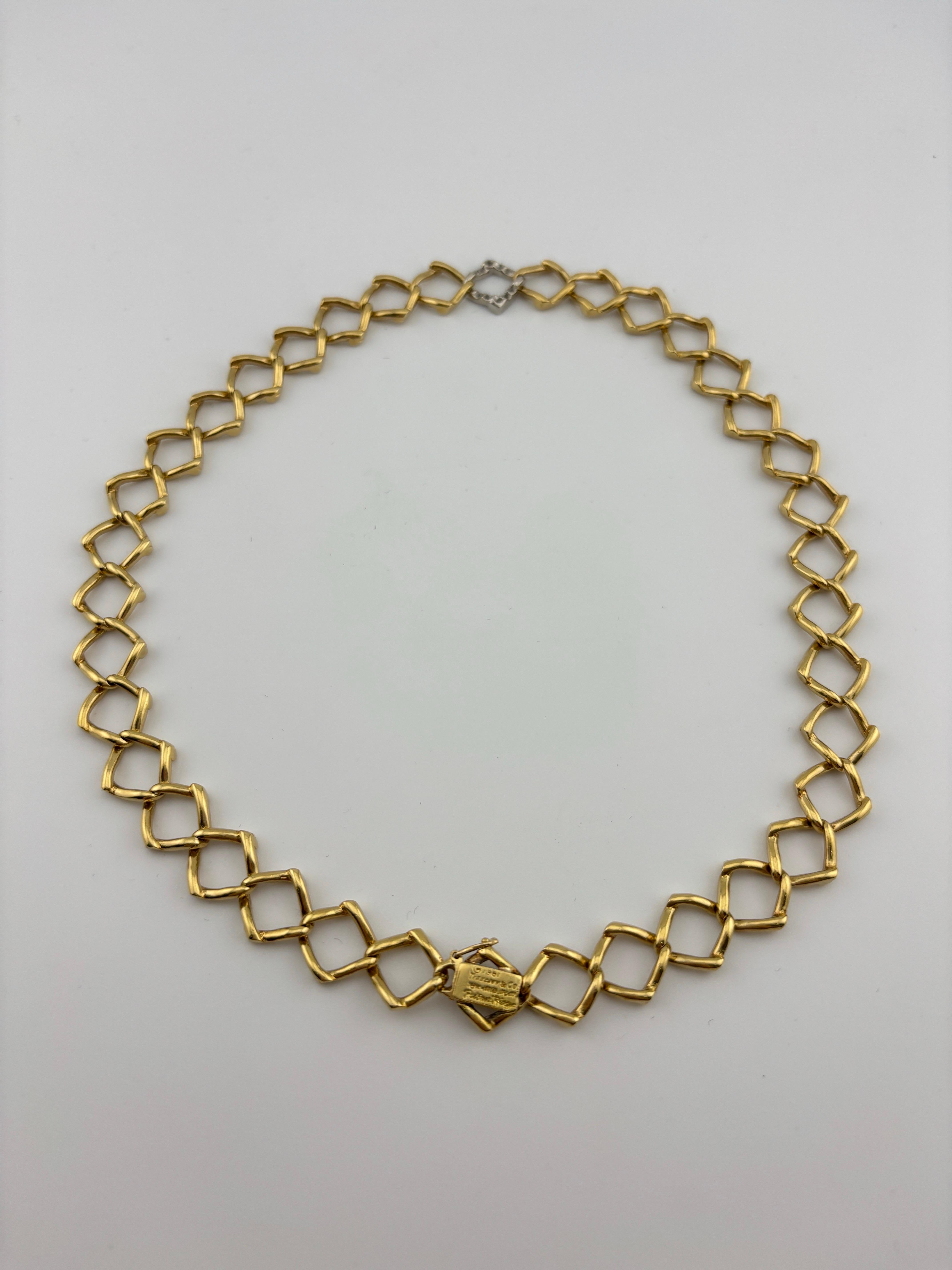 Vintage 1981 Tiffany & Co. Paloma Picasso 18k Yellow Gold & Diamond Necklace For Sale 1
