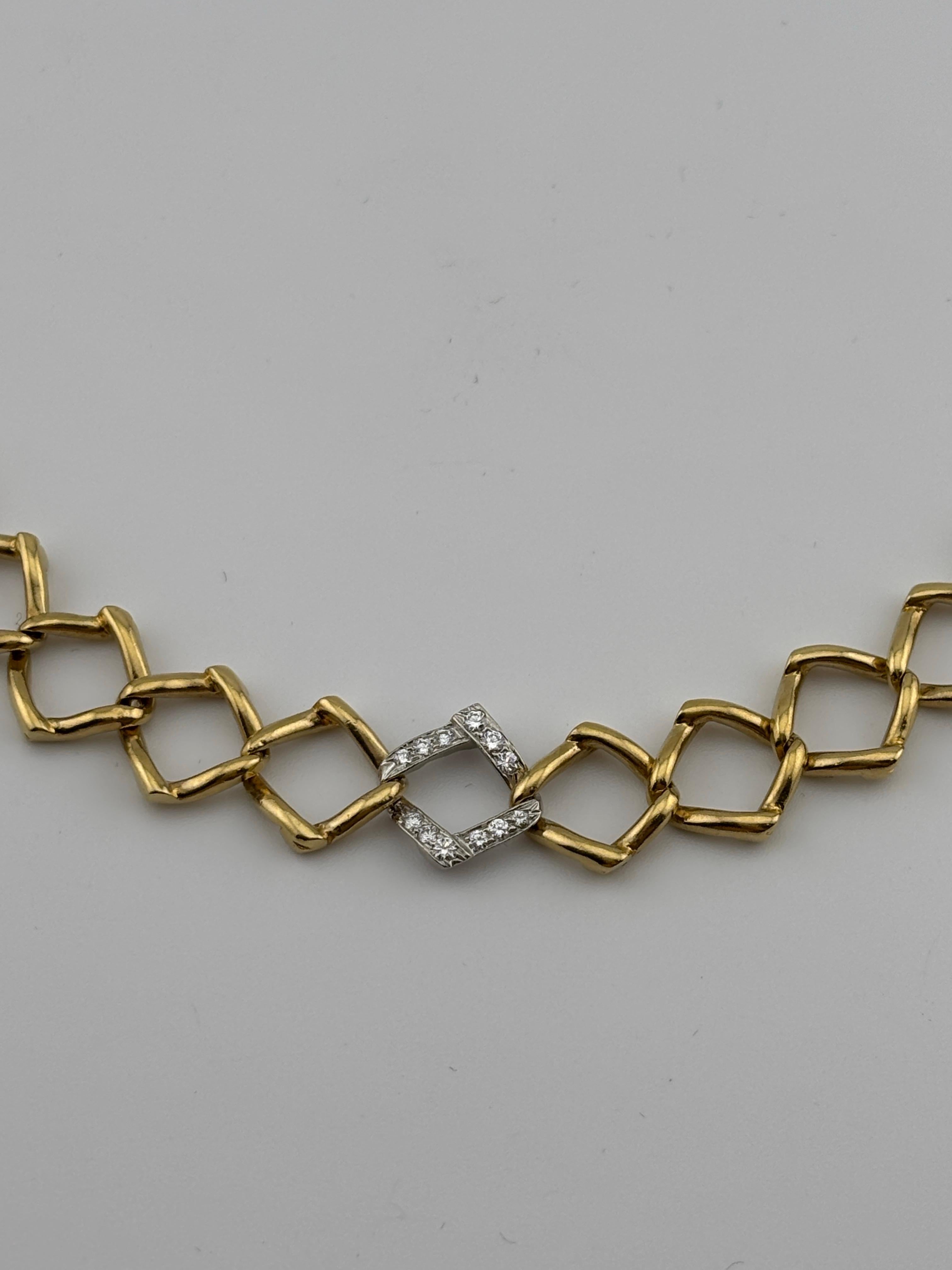Vintage 1981 Tiffany & Co. Paloma Picasso 18k Yellow Gold & Diamond Necklace For Sale 3
