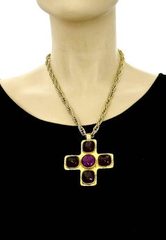 Vintage 1982 CHANEL Gripoix Byzantine Cross Necklace