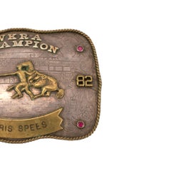 Vintage 1982 Montana Silversmiths Sterling Silver Wkra Champion Belt Buckle