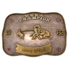 Vintage 1982 Montana Silversmiths Sterling Silver Wkra Champion Belt Buckle