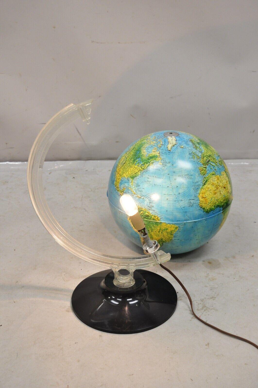 Mid-Century Modern Vintage 1982 Rand McNally Physical/Political Lighted Light Up World Globe For Sale