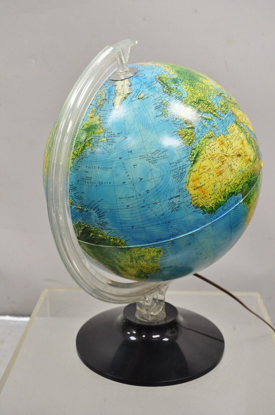 Mid-Century Modern Vintage 1982 Rand McNally Physical/Political Lighted Light Up World Globe For Sale