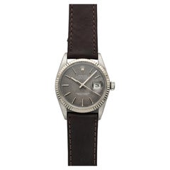 Vintage 1982 Rolex Datejust 16014 Steel Grey Tapestry Dial White Gold Auto 36mm