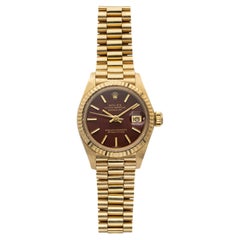 Vintage 1982 Rolex Lady Datejust 69178 18K Yellow Gold Stella Red Dial Auto 26mm