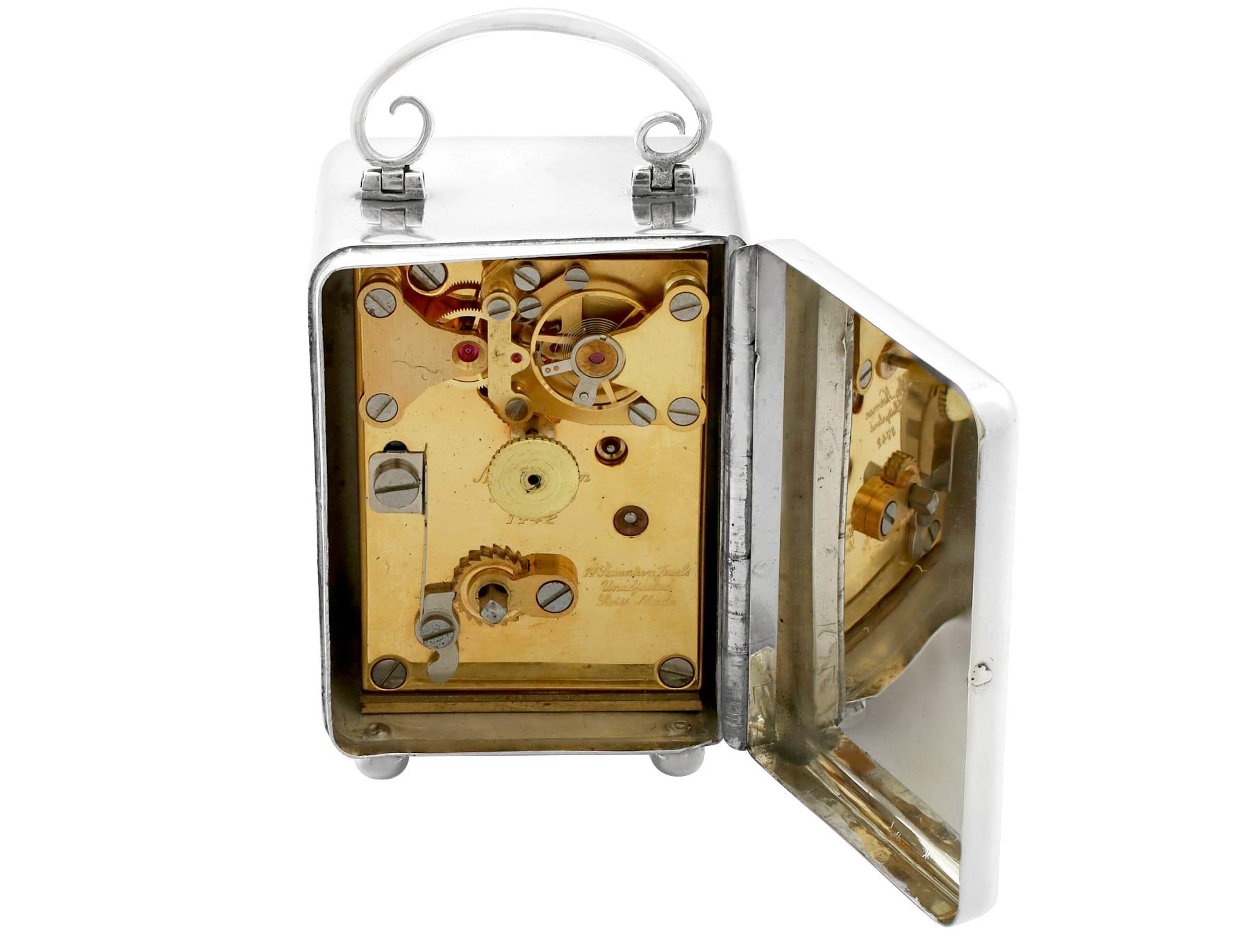 Argent sterling Horloge de boudoir miniature vintage en argent sterling de 1982 en vente