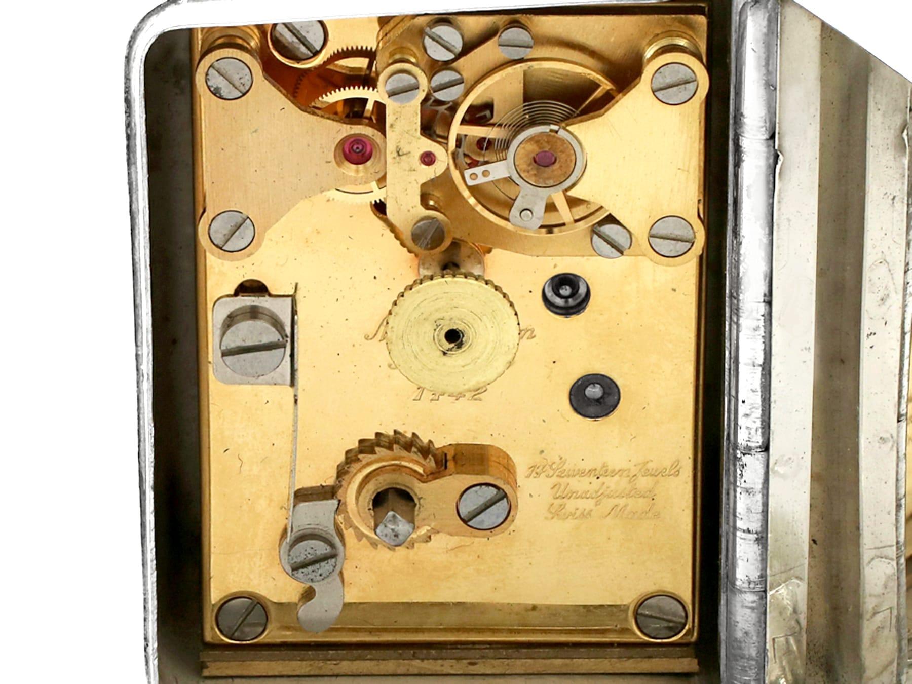 Vintage 1982 Sterling Silver Miniature Boudoir Clock For Sale 1