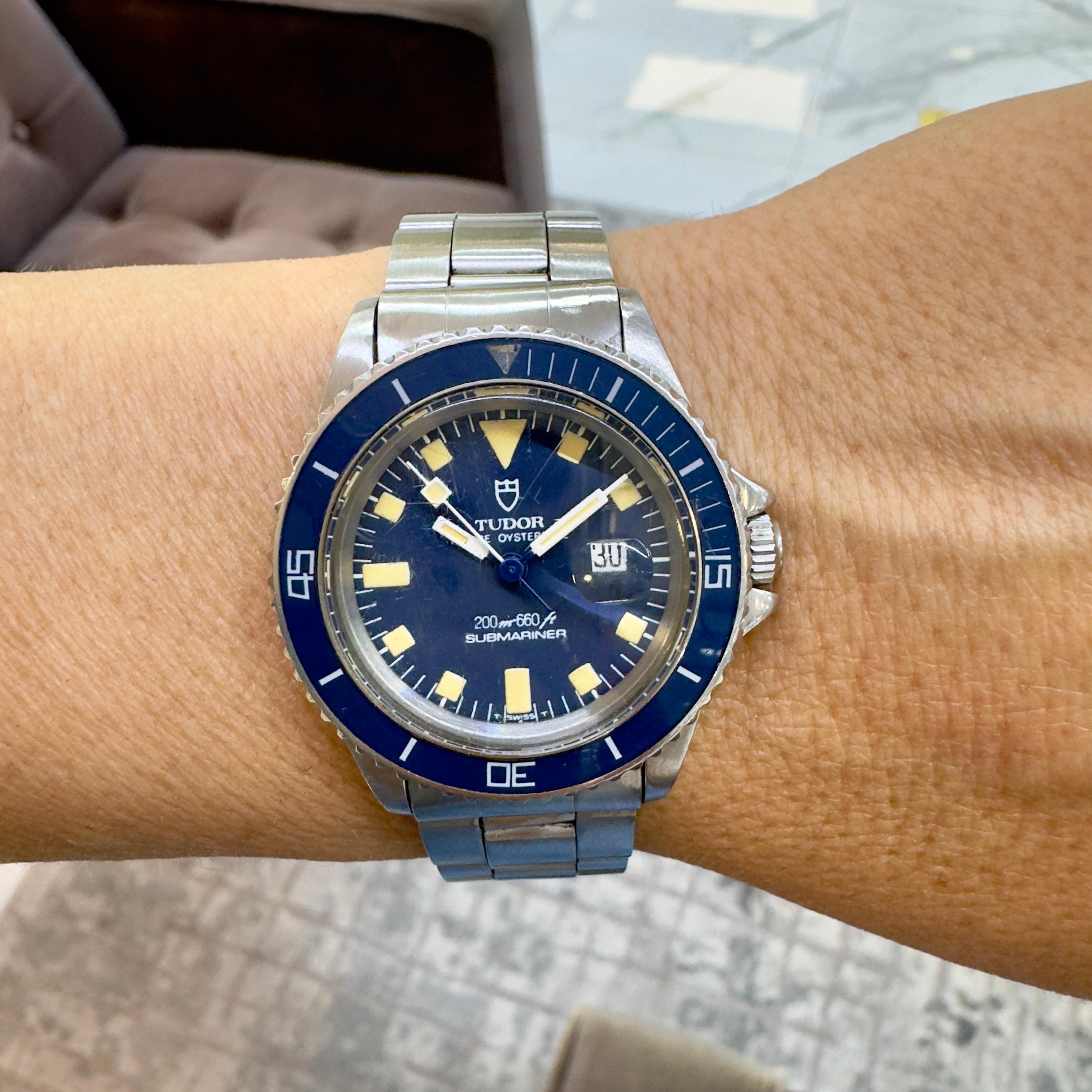 Vintage 1982 Tudor Prince Oysterdate Mini Submariner 33MM 94400 Reloj de acero azul en venta 7