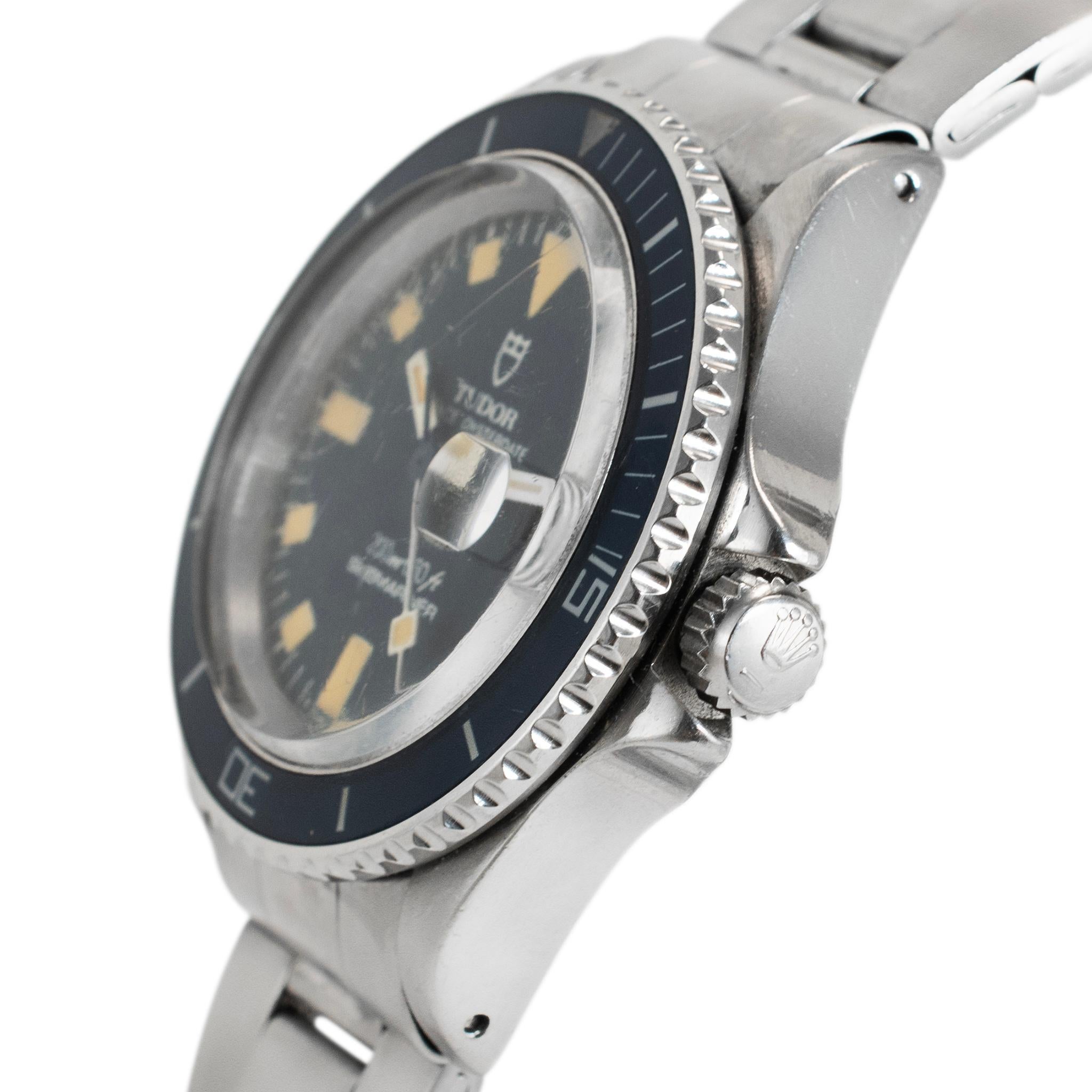 Vintage 1982 Tudor Prince Oysterdate Mini Submariner 33MM 94400 Reloj de acero azul en Excelente estado para la venta en Houston, TX