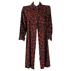 Vintage 1989 Yves Saint Laurent Twill-Trenchcoat aus Baumwolle mit Leopardenmuster und Etiketten