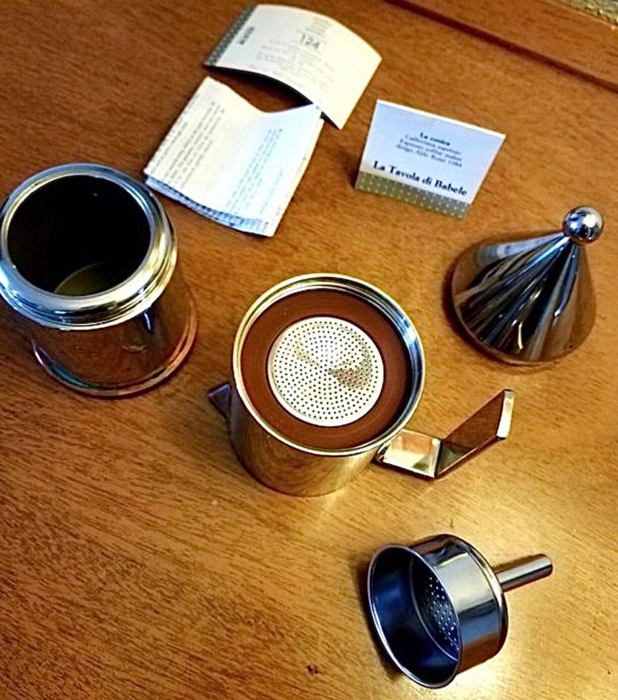 Postmoderno Vintage 1983 Alessi Original 3cp La Conica Espresso Coffee Maker Italia MINT in vendita