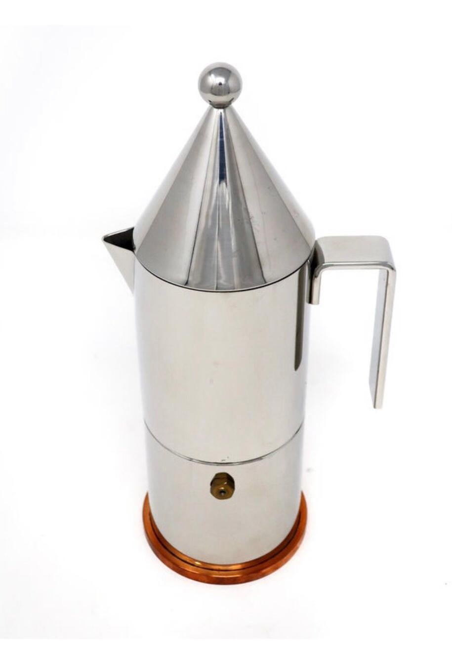 Rame Vintage 1983 Alessi Original 3cp La Conica Espresso Coffee Maker Italia MINT in vendita