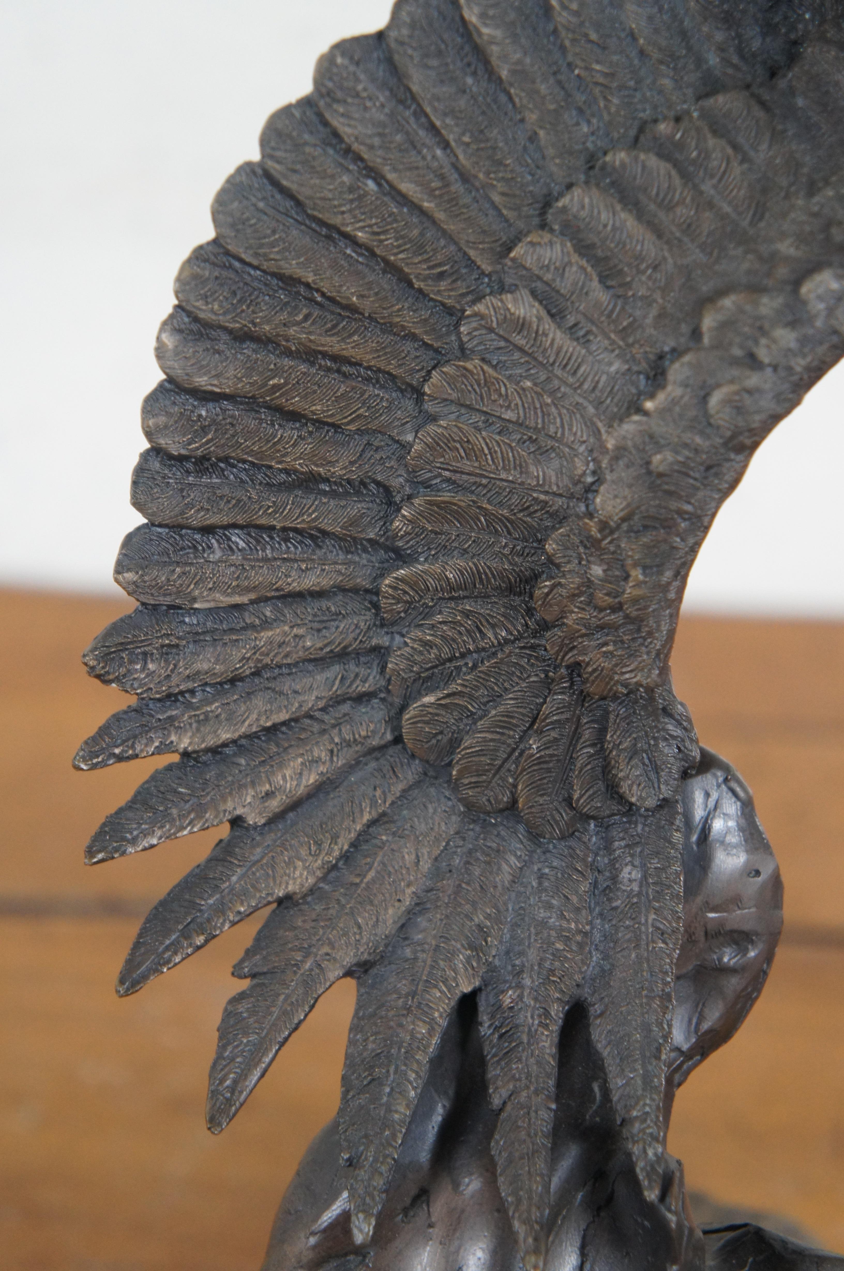 Vintage 1983 Bronze American Bald Eagle Soaring Wings of Glory Sculpture 15