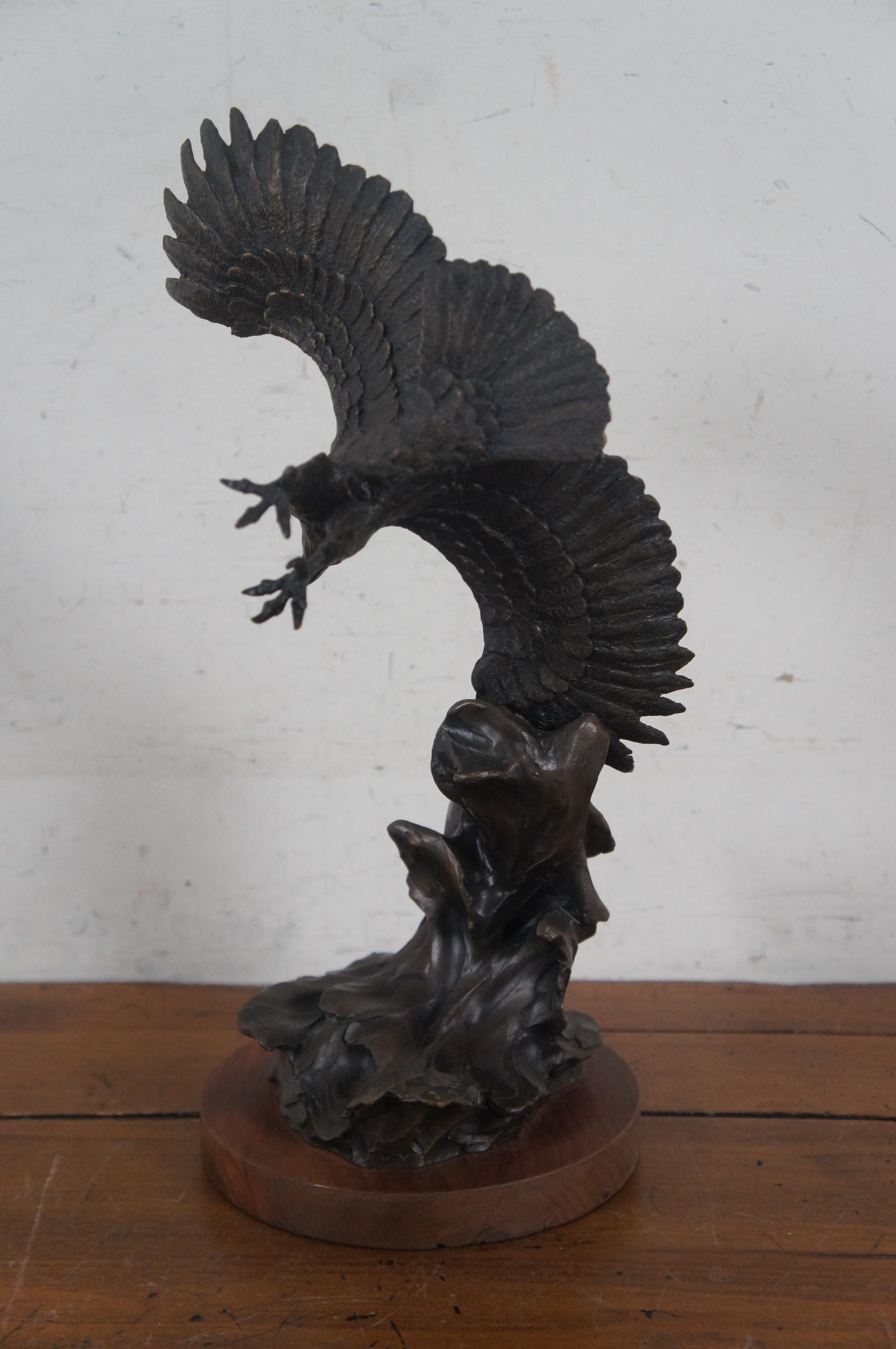 Vintage 1983 Bronze Amerikanischer Baldadler mit schwebenden Flügeln des Glanzes, Skulptur 15