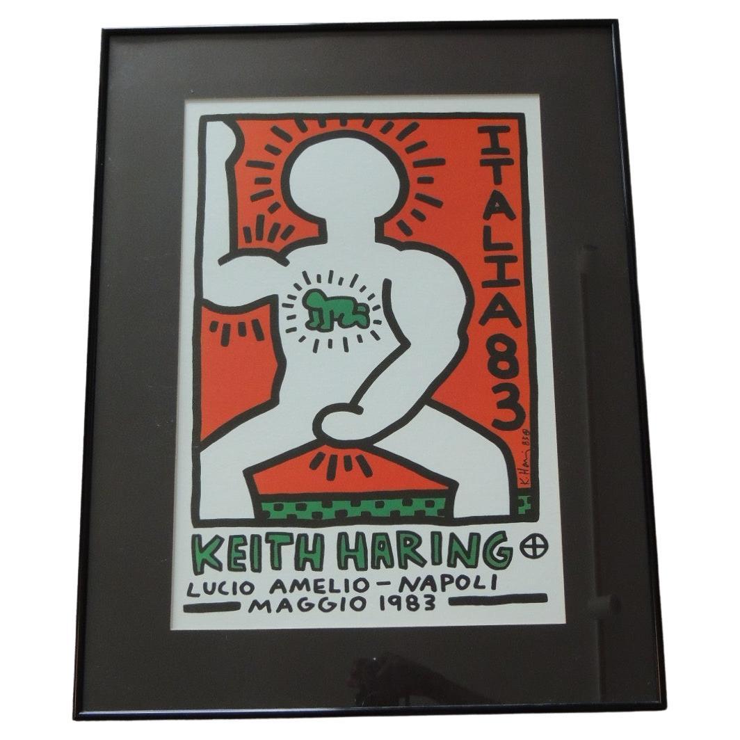 Vintage 1983 Keith Haring Lucio Amelio Napoli Original Framed Poster