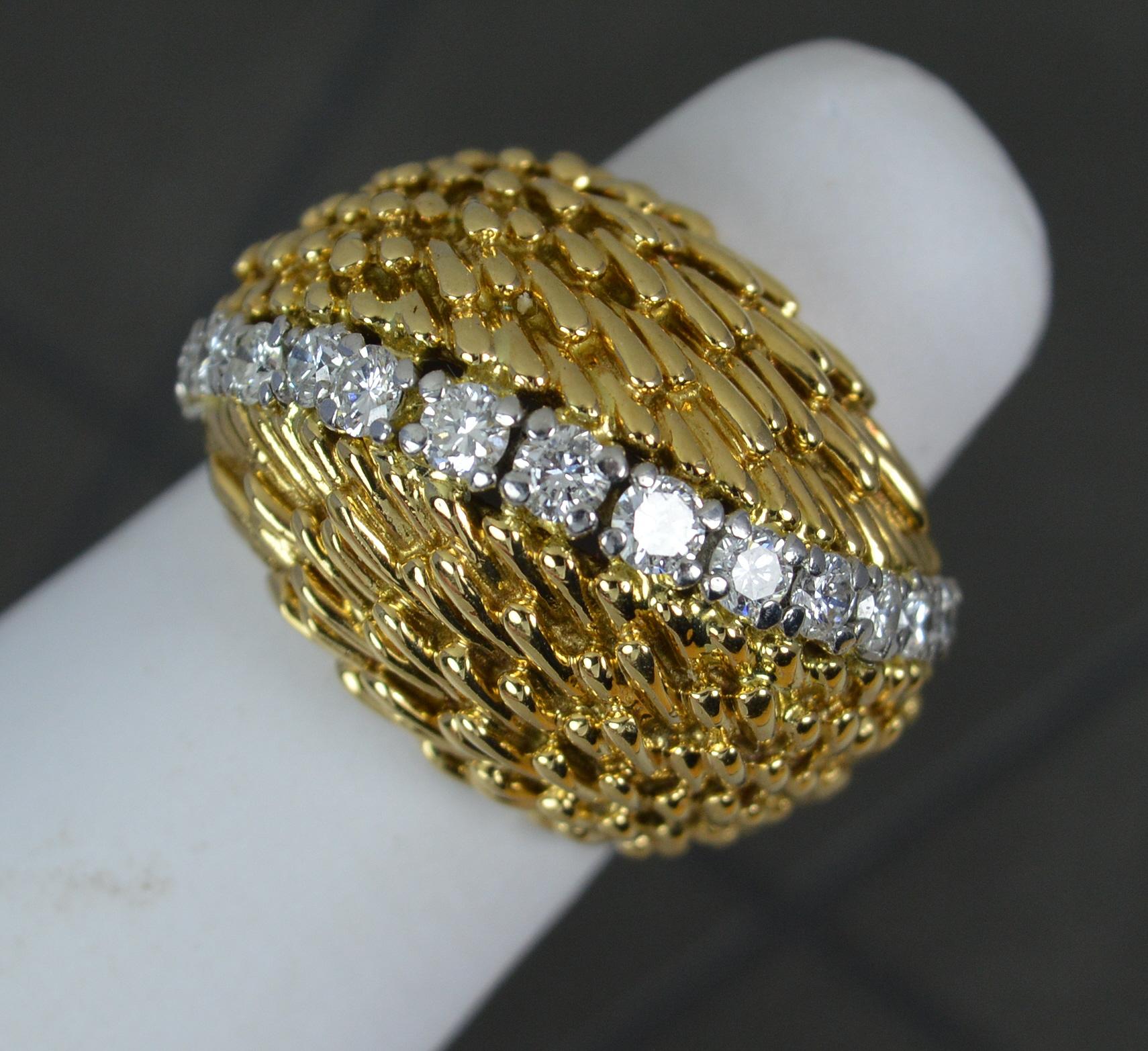 Vintage 1983 KUTCHINSKY 18 Carat Gold and Diamond Bombe Cocktail Cluster Ring 8