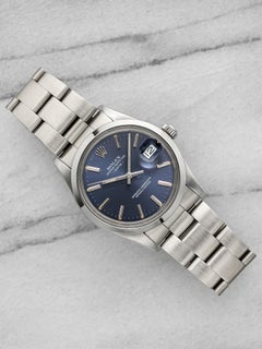 Vintage 1983 Rolex Oyster Perpetual Date 15000 Steel Blue Dial Auto 34 mm