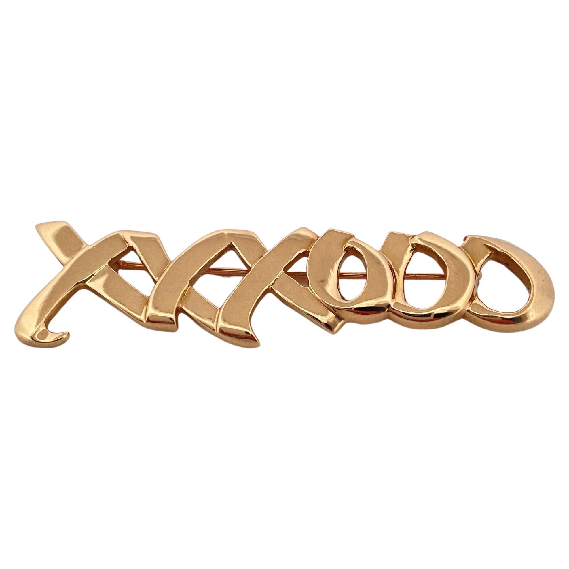 Vintage 1983 Tiffany & Co. Paloma Picasso 18K Yellow Gold Hugs & Kisses Brooch