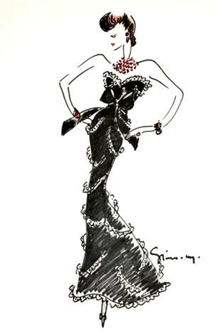 1984 Givenchy Haute Couture Documented Silk Petal Appliqué Velvet Hourglass Gown Bon état - En vente à Beverly Hills, CA
