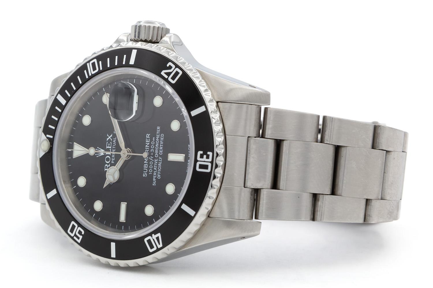 Contemporary Vintage 1984 Rolex 16800 Stainless Steel Submariner Open 6 & 9