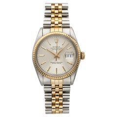 Vintage 1984 Rolex Datejust 16013 Two-Tone Silver Tapestry Dial Automatic 36mm
