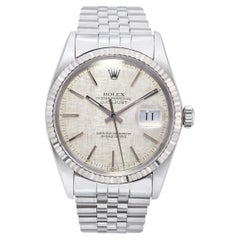 Vintage 1984 Rolex Datejust Stainless Steel Linen Dial Automatic Watch Ref 16014