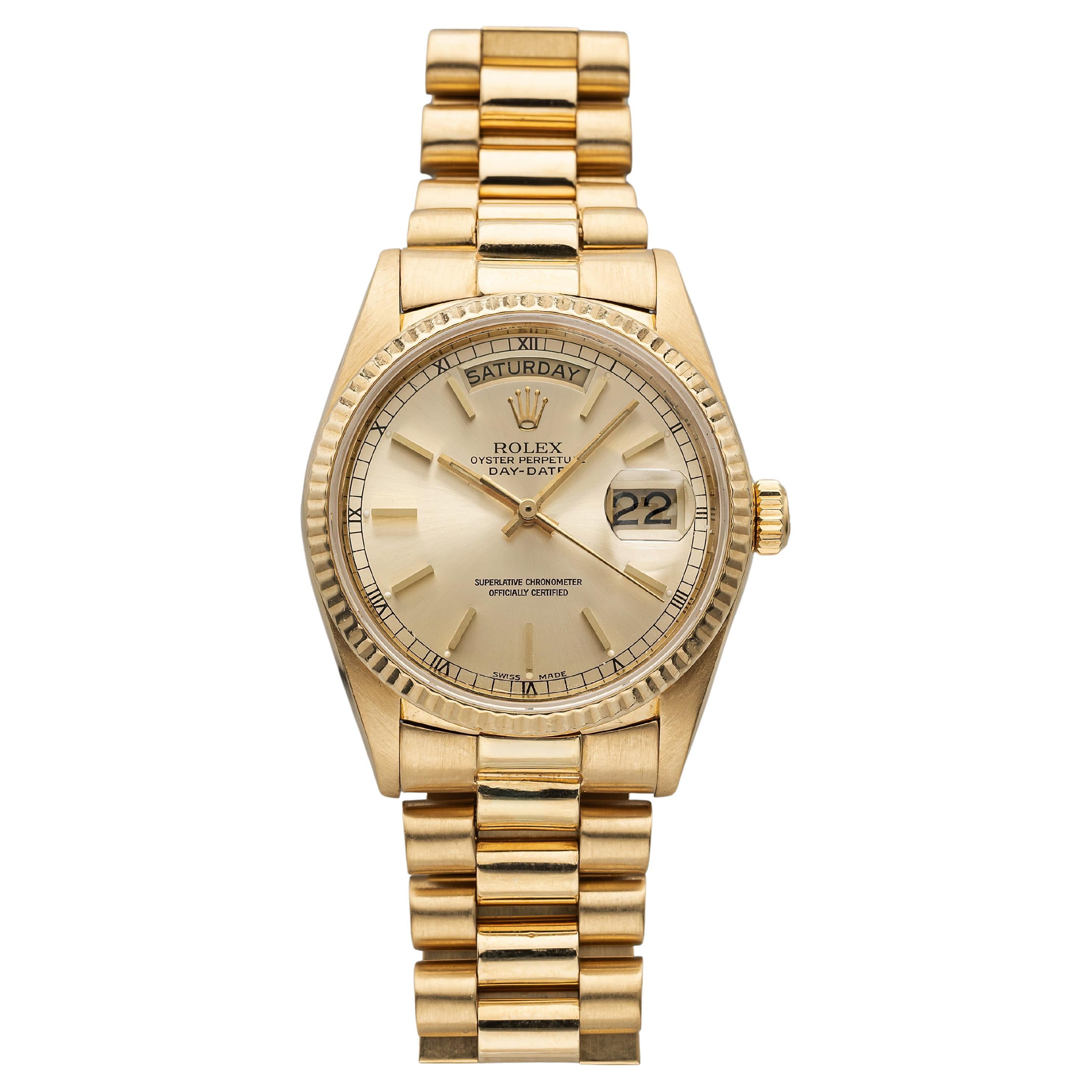 Vintage 1984 Rolex Day-Date 36 18038 18k Gold Automatic Champagne Dial 36mm