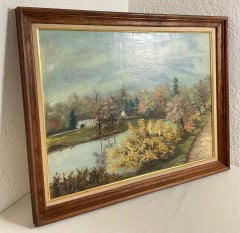 Vintage 1985 Oil Painting on Canvas – "La Seille au Pont d'Huilly" - 2Y508