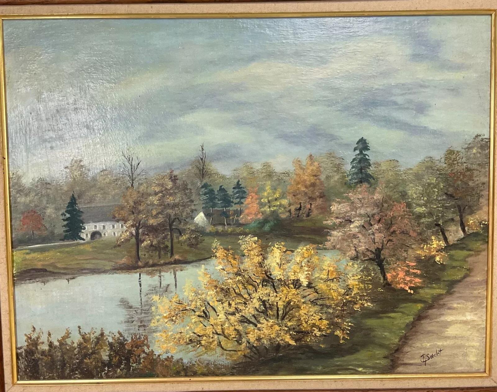 Vintage 1985 Pintura al óleo sobre lienzo - 