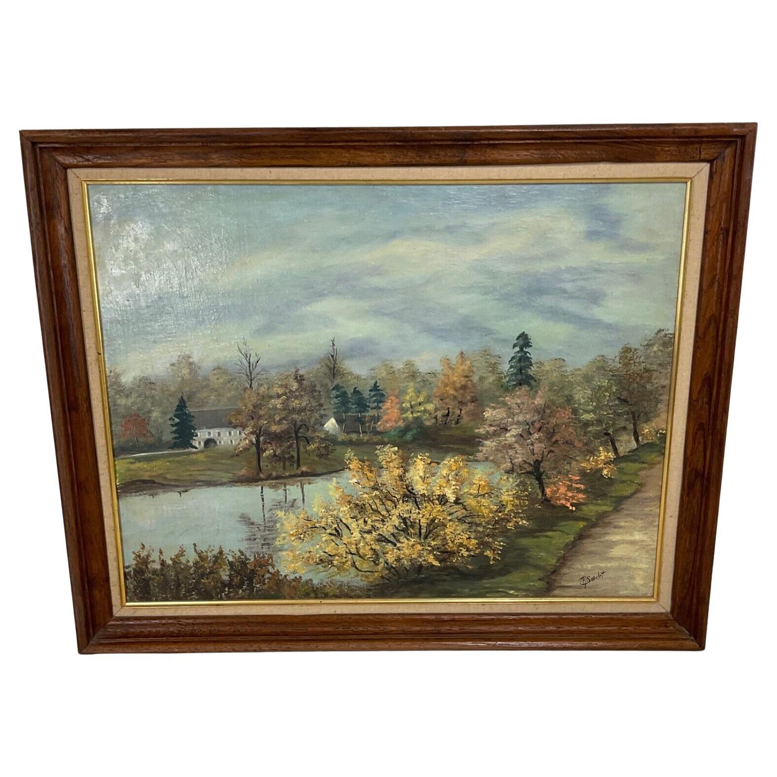 Vintage 1985 Oil Painting on Canvas – "La Seille au Pont d'Huilly" - 2Y508