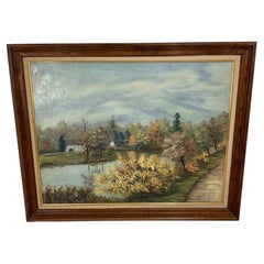 Vintage 1985 Pintura al óleo sobre lienzo - "La Seille au Pont d'Huilly" - 2Y508