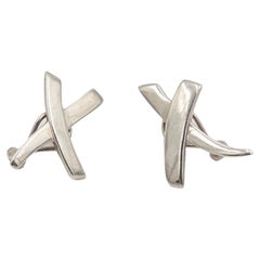 Vintage 1985 Paloma Picasso For Tiffany & Co. Sterling Silver Kiss X Earrings
