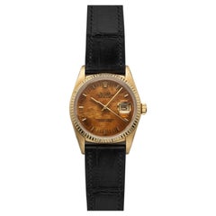 Vintage 1985 Rolex Datejust 16018 18K YG Birch Wood Dial Automatic 36mm