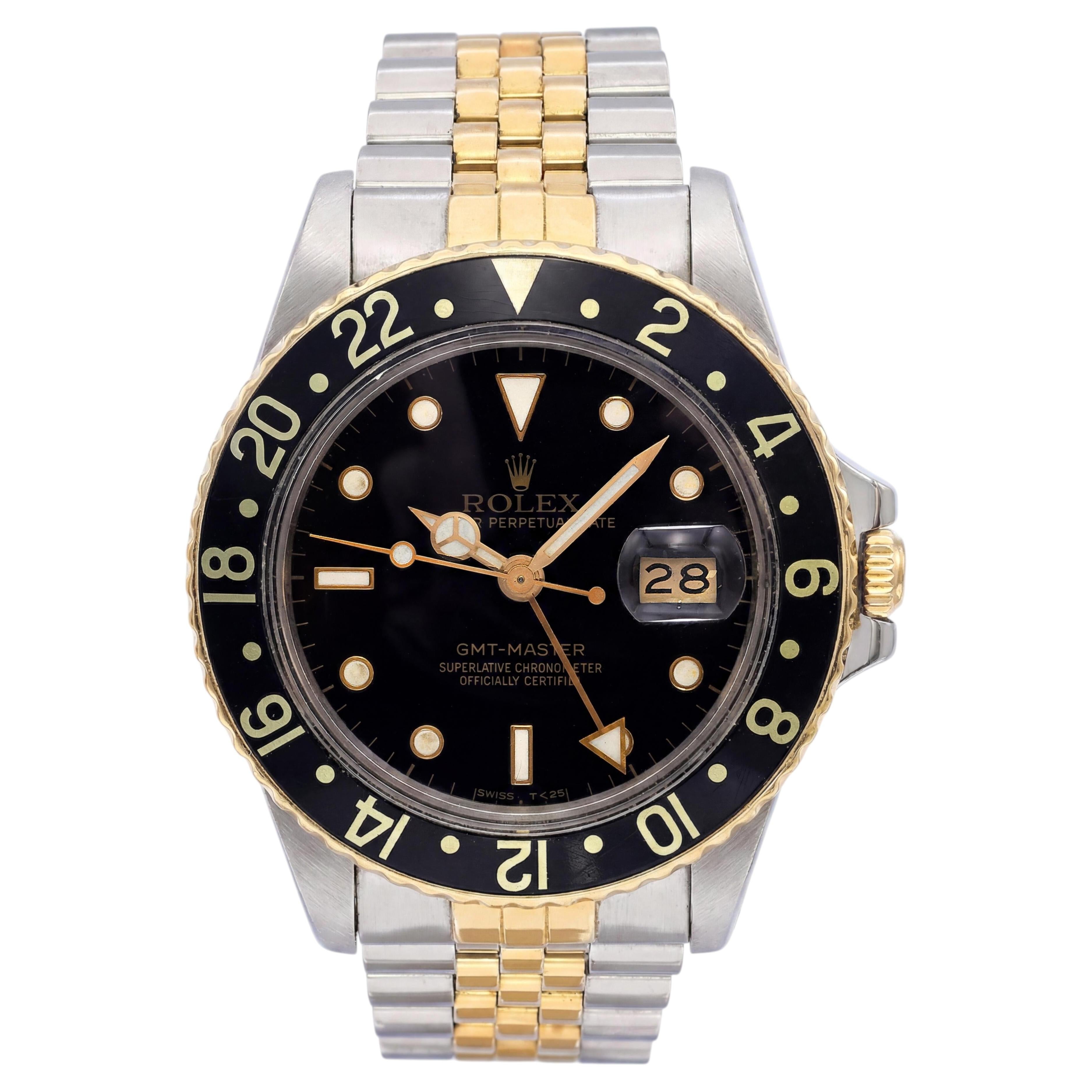 Vintage 1985 Rolex GMT-Master Two Tone Automatic Watch Ref 16753