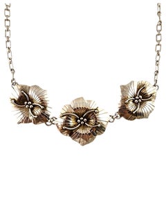 Vintage 1985 Sterling Silver Carol Felley Dogwood Necklace #20081