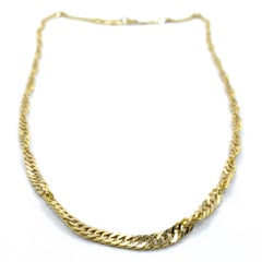 Vintage 1985 Collier de chaîne à maillons torsadés en or jaune 22K