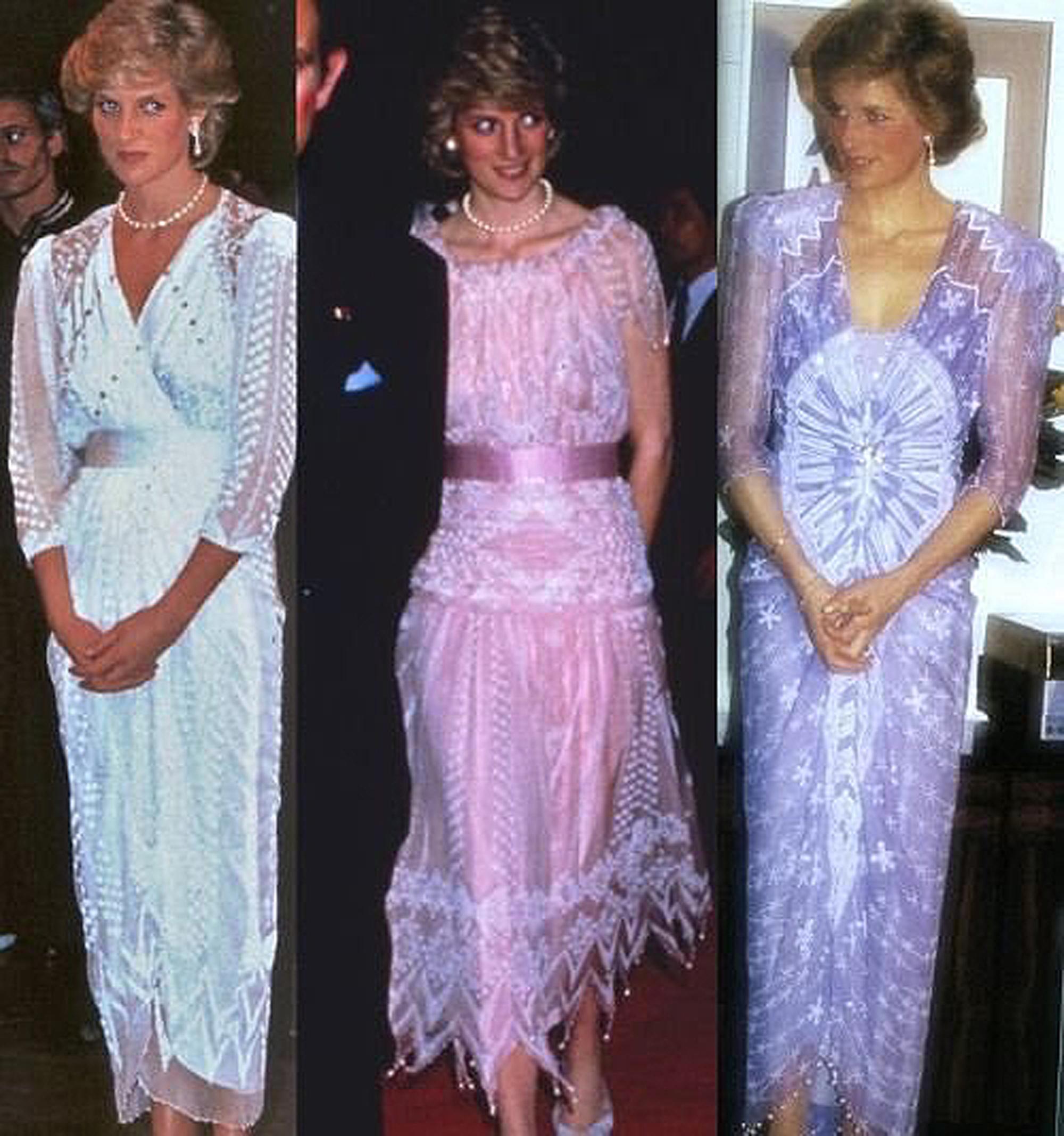 Vintage 1985 Zandra Rhodes Ice-Blue Beaded Hand Painted Sheer Silk-Chiffon Dress 11