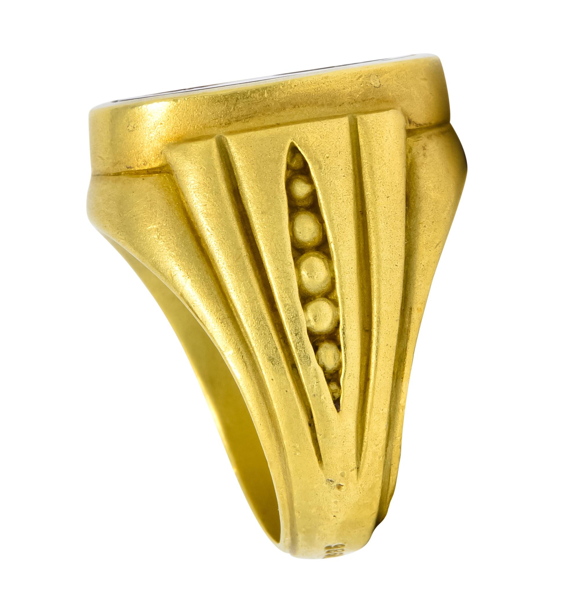 Contemporary Vintage 1986 Kieselstein-Cord Carnelian 18 Karat Gold Signet Ring