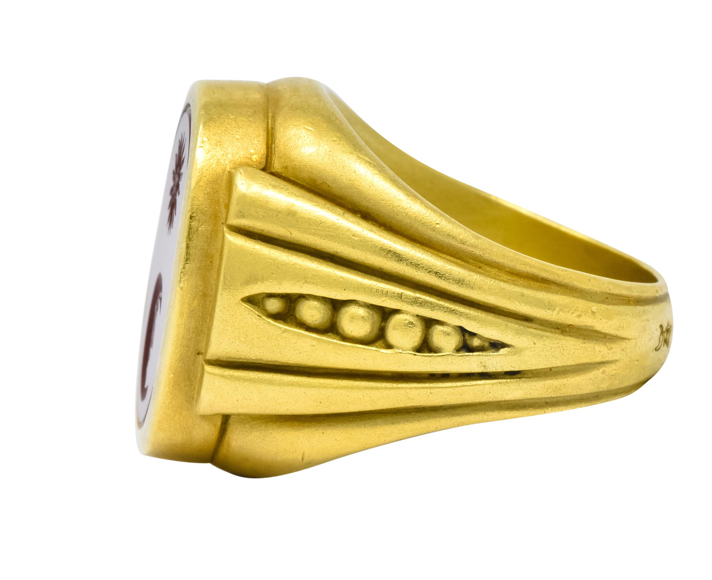 Oval Cut Vintage 1986 Kieselstein-Cord Carnelian 18 Karat Gold Signet Ring