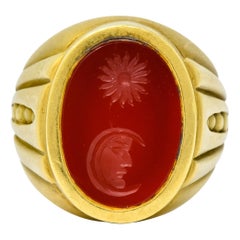 Vintage 1986 Kieselstein-Cord Carnelian 18 Karat Gold Signet Ring