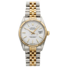 Vintage 1986 Rolex Datejust 16013 Two Tone White Dial Auto 36mm
