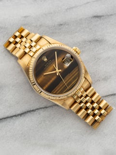 Vintage 1986 Rolex Datejust 16018 18K Yellow Gold Automatic Tiger Eye Dial Jubil