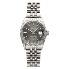 Vintage 1986 Rolex Datejust 16030 Stainless Steel Grey Tapestry Dial Auto 36mm