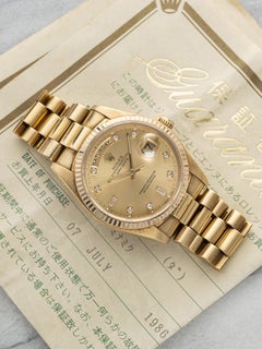 Vintage 1986 Rolex Day-Date 18038 18K YG Champagne Diamond Dial Auto 36mm